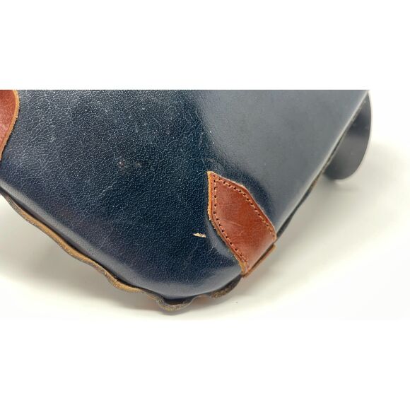 Small Vintage Blue Boho Floral Hand Crafted Tooled Leather Shoulder Bag - Picture 10 of 12